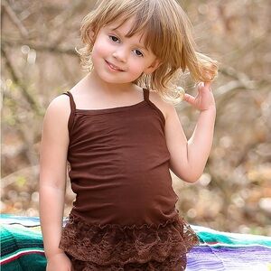 Southern Grace Girls Chocolate Brown Ruffle Lace Tank Top